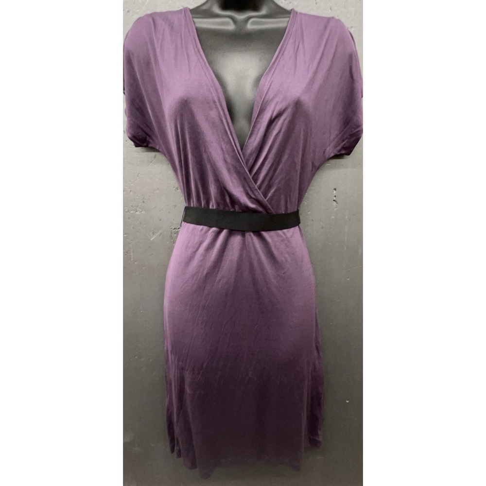 Tory Burch Silk Dress XS Purple Plum Flutter Sleeve Belt Casual Chic Cocktail